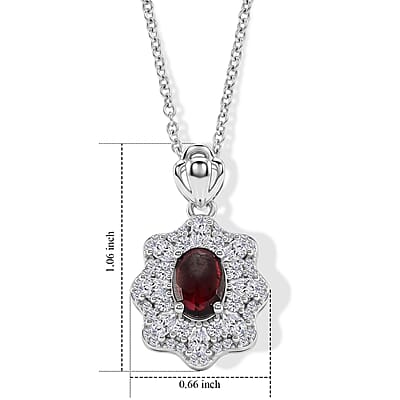 Mozambique Garnet and Simulated Diamond 1.50 ctw Pendant
