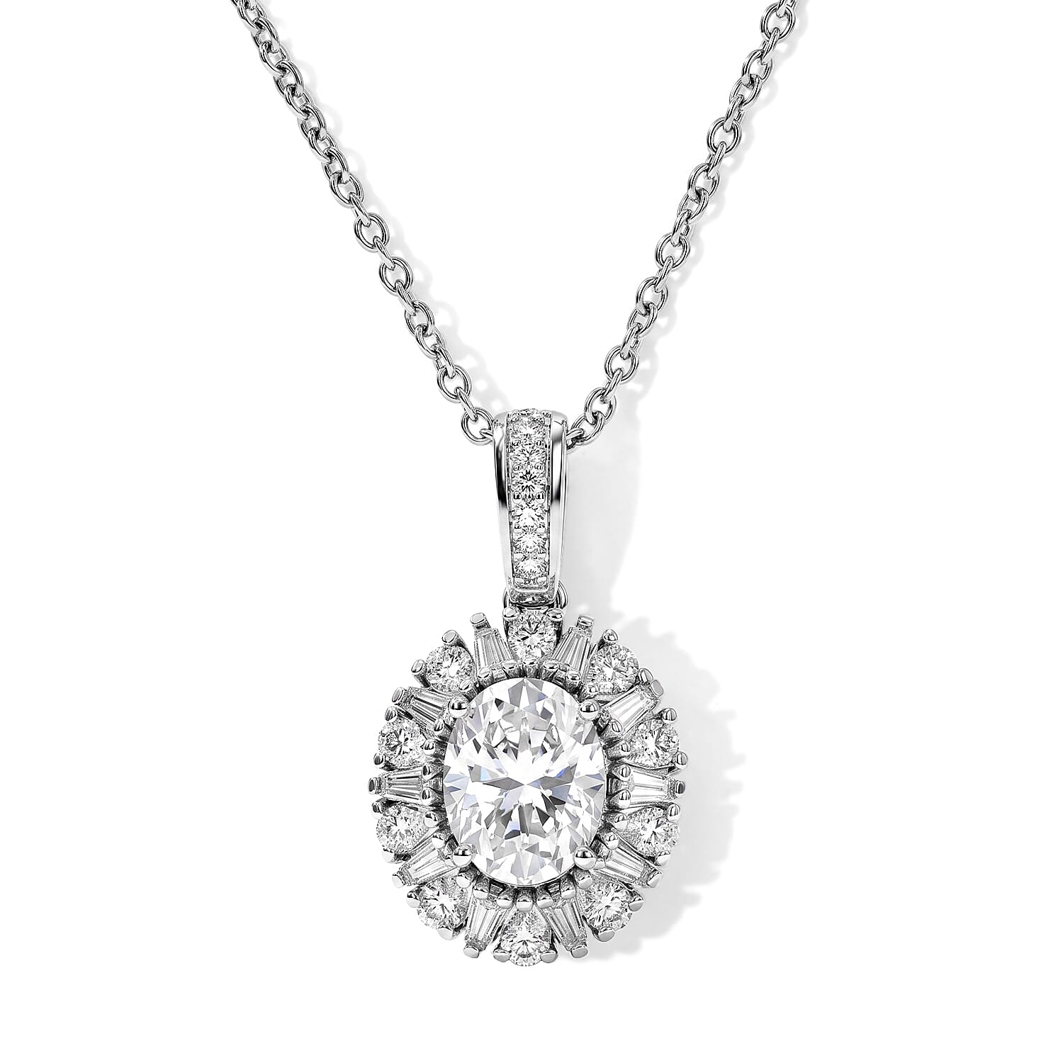 EverTrue Moissanite 3.00 ctw Pendant in Platinum Bond with Stainless Steel Necklace 20 Inches