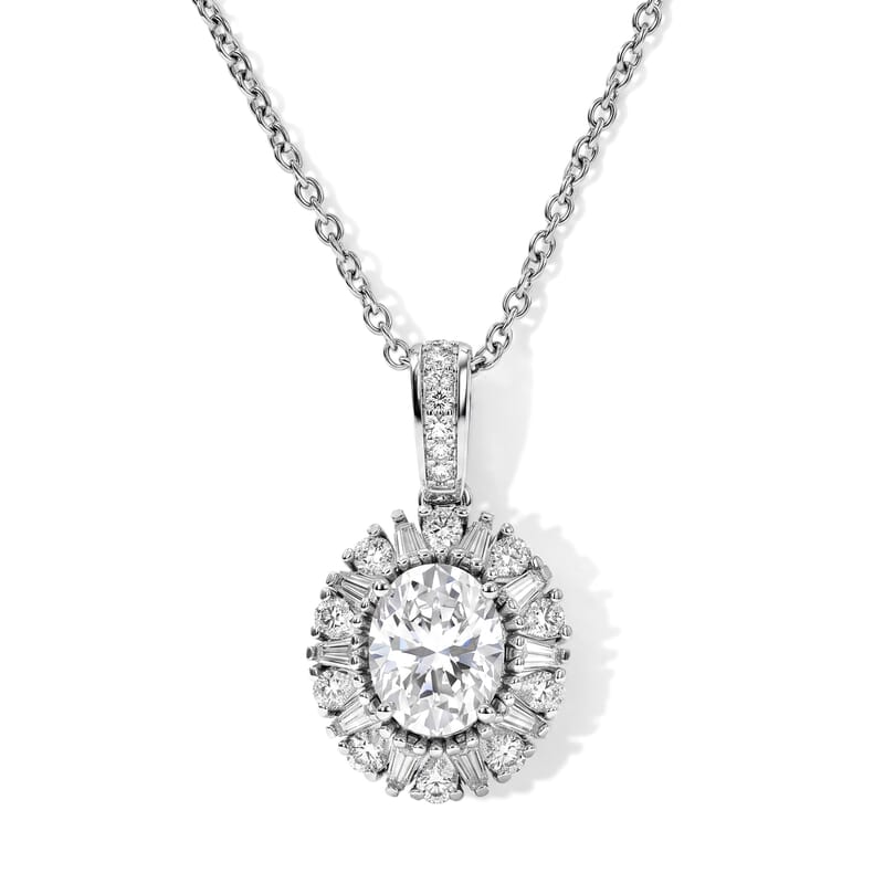 EverTrue Moissanite 3.00 ctw Vintage Halo Pendant in Platinum Bond with Stainless Steel Necklace 20 Inches