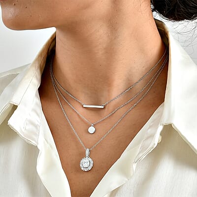 EverTrue Moissanite 3.00 ctw Pendant in Platinum Bond with Stainless Steel Necklace 20 Inches