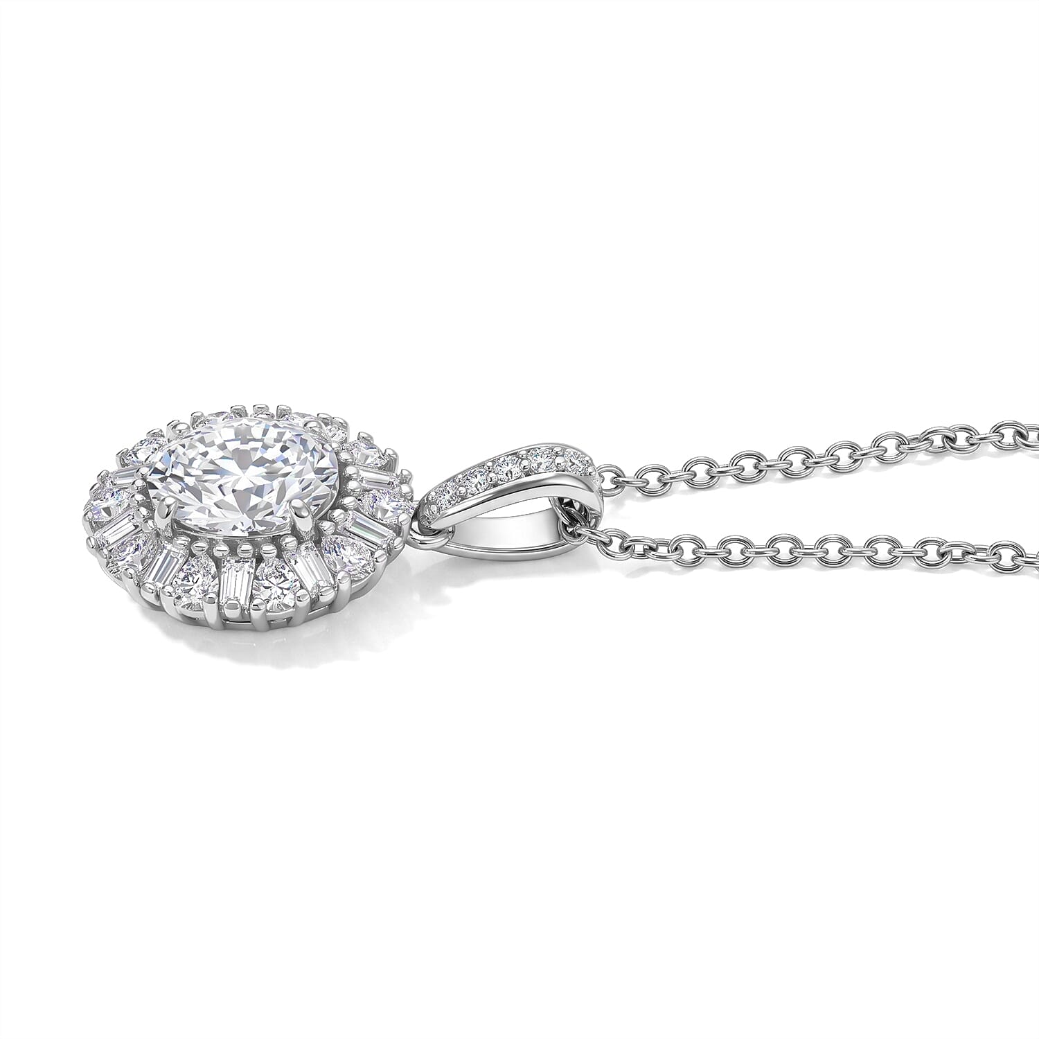 EverTrue Moissanite 3.00 ctw Pendant in Platinum Bond with Stainless Steel Necklace 20 Inches