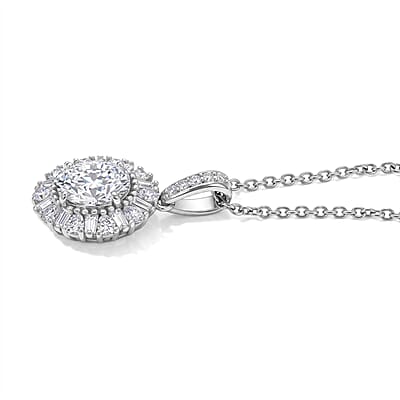 EverTrue Moissanite 3.00 ctw Pendant in Platinum Bond with Stainless Steel Necklace 20 Inches