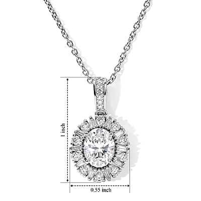 EverTrue Moissanite 3.00 ctw Pendant in Platinum Bond with Stainless Steel Necklace 20 Inches