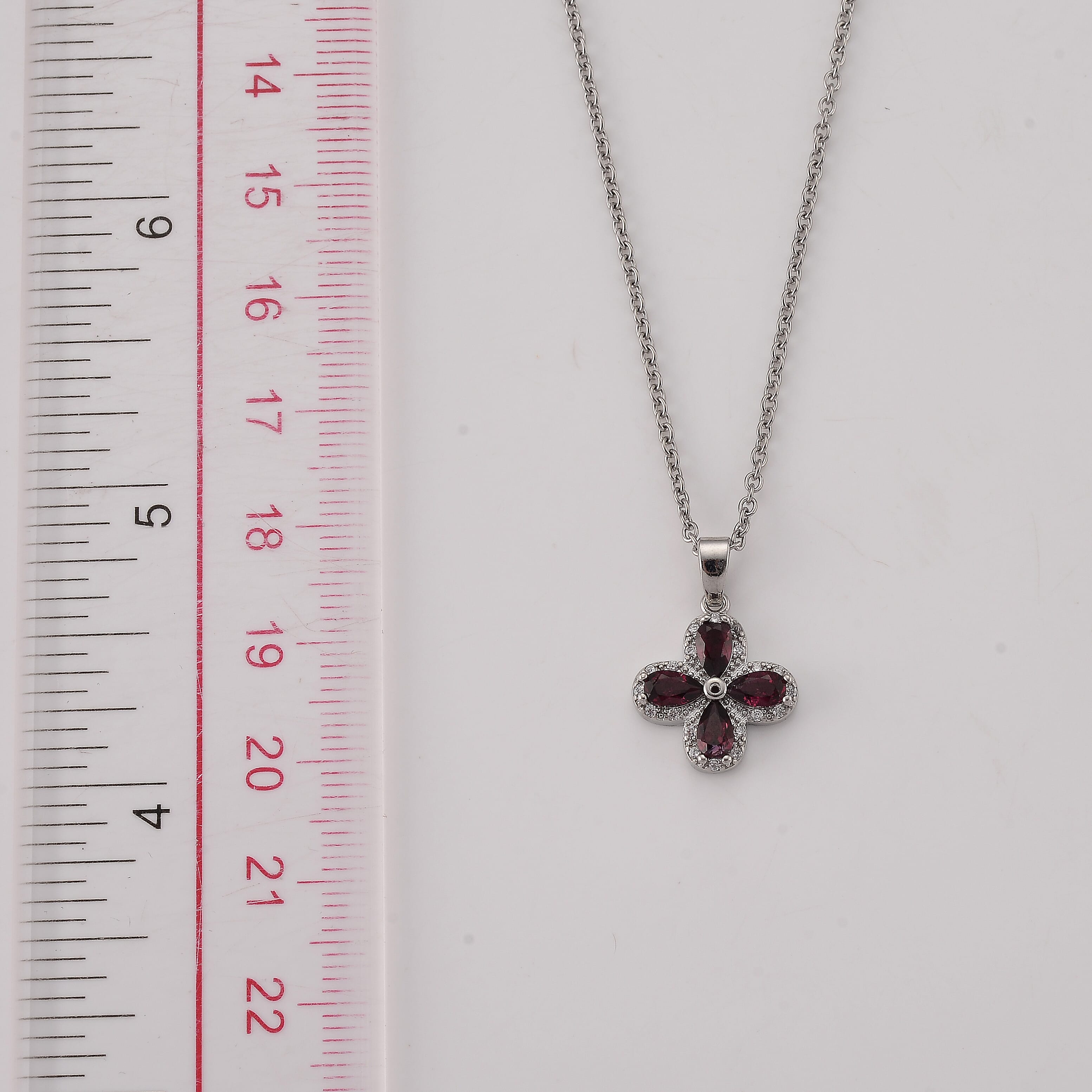 Mozambique Garnet and Simulated Diamond 1.50 ctw Pendant
