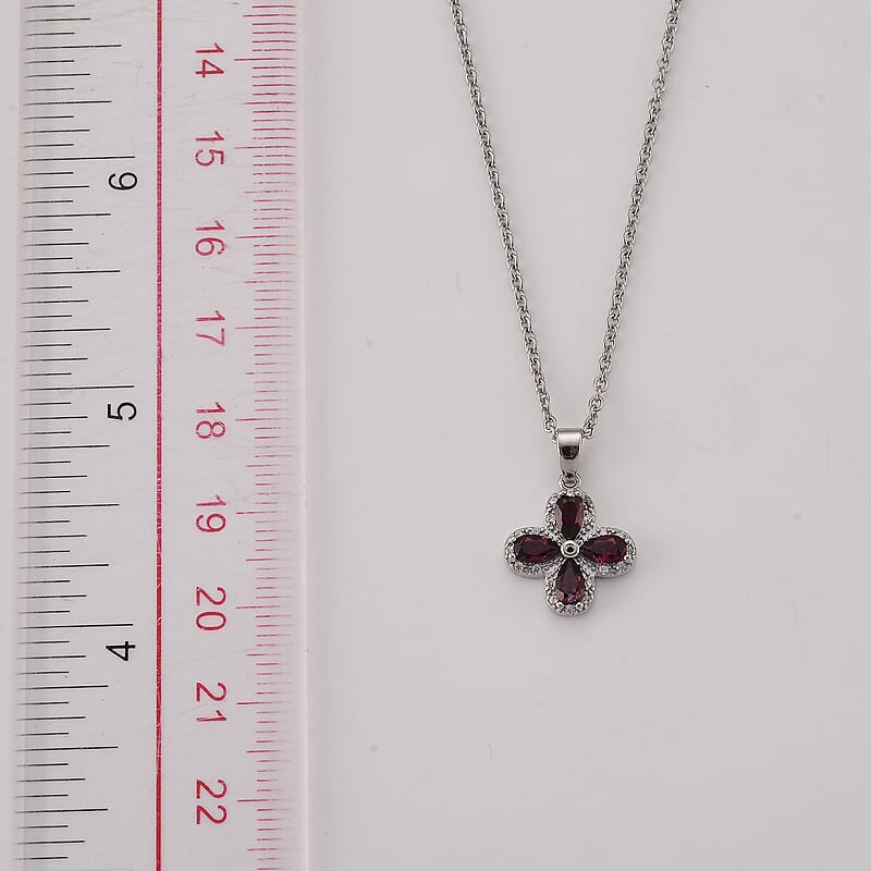 Mozambique Garnet and Simulated Diamond 1.50 ctw Pendant
