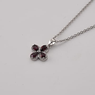 Mozambique Garnet and Simulated Diamond 1.50 ctw Pendant