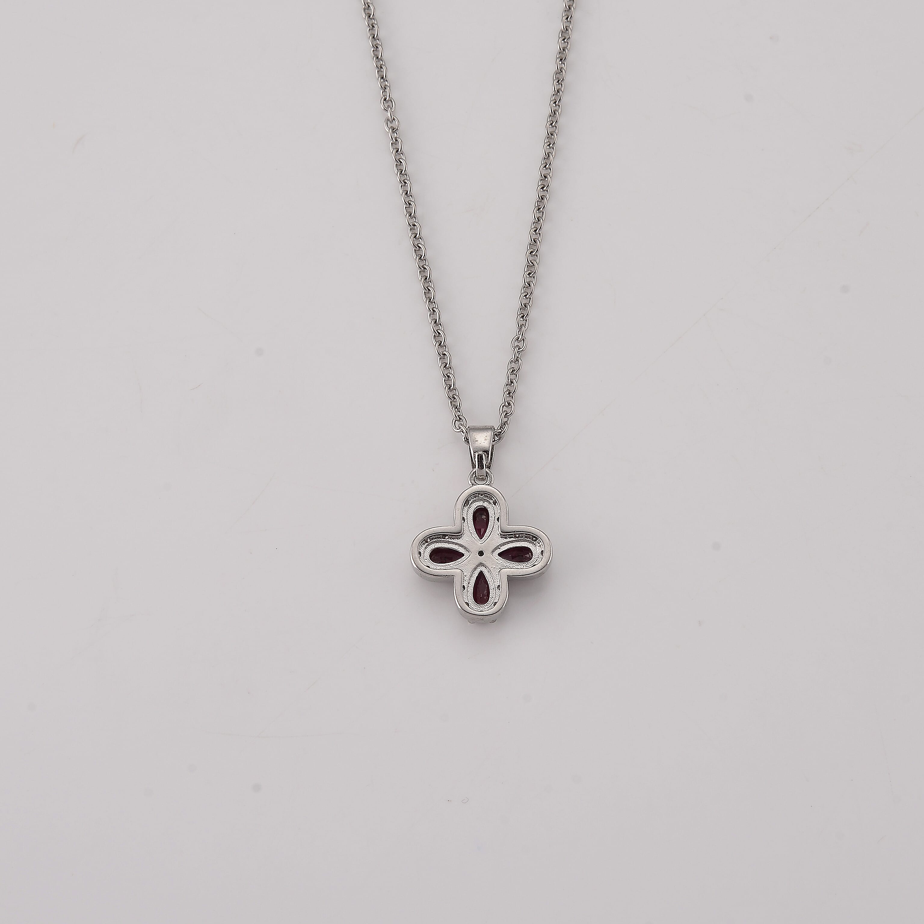 Mozambique Garnet and Simulated Diamond 1.50 ctw Pendant