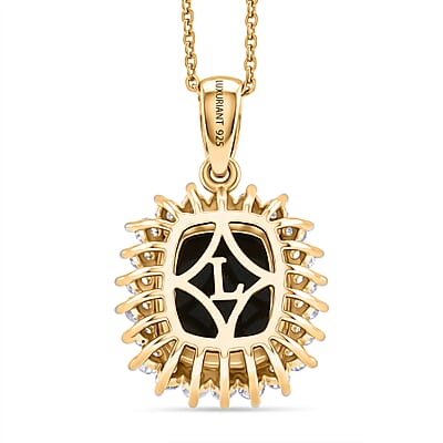 Premium Boulder Opal Triplet and Luxuriant Lab Grown Diamond G-H SI 2.85 ctw Pendant Necklace in 18K Vermeil Yellow Gold Over Sterling Silver (20 Inches)