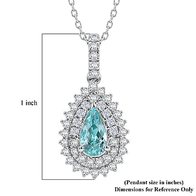 Certified and Appraised Rhapsody AAAA Paraiba Tourmaline and Diamond E-F VS 1.34 ctw Pendant Necklace in 950 Platinum (20 Inches)
