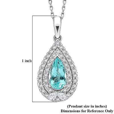 Certified and Appraised Rhapsody AAAA Paraiba Tourmaline and Diamond E-F VS 1.20 ctw Pendant Necklace in 950 Platinum (20 Inches)