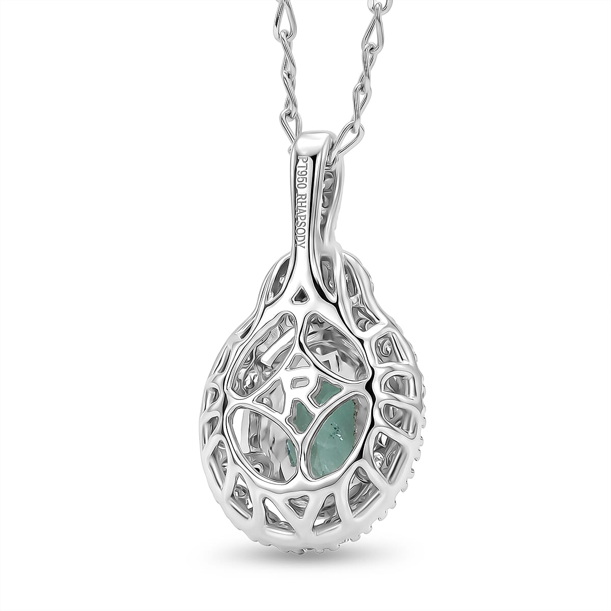 Certified & Appraised Rhapsody AAAA Paraiba Tourmaline and Diamond E-F VS 1.40 ctw Pendant Necklace in 950 Platinum (20 Inches)