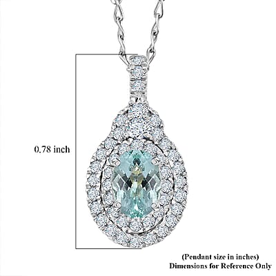 Certified and Appraised Rhapsody AAAA Paraiba Tourmaline and Diamond E-F VS 1.40 ctw Pendant Necklace in 950 Platinum 20 Inches
