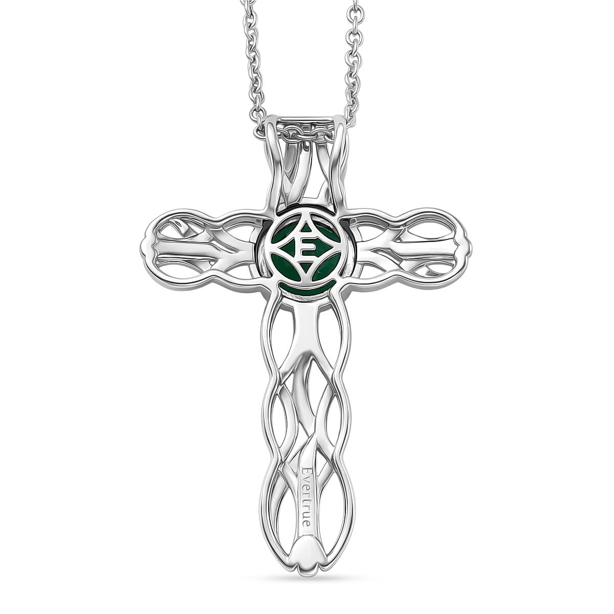 EverTrue Verde Onyx 1.75 ctw Forest Vine Pendant in 18K YG Plated and Platinum Bond with Stainless Steel Necklace 20 Inches image number 4