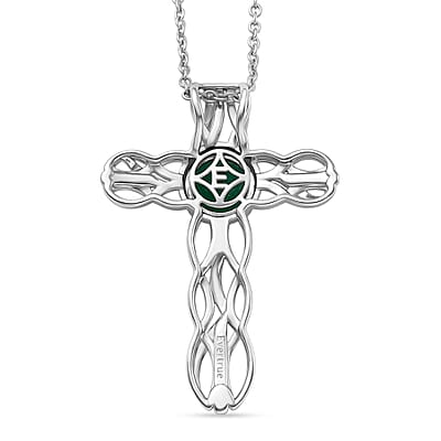 EverTrue Verde Onyx 1.75 ctw Forest Vine Pendant in 18K YG Plated and Platinum Bond with Stainless Steel Necklace 20 Inches