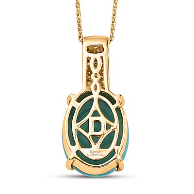 D'Joy Premium Sleeping Beauty Turquoise and Multi Gemstone 7.35 ctw Imperial Blue Pendant Necklace in 18K Vermeil Yellow Gold Over Sterling Silver 20 Inches