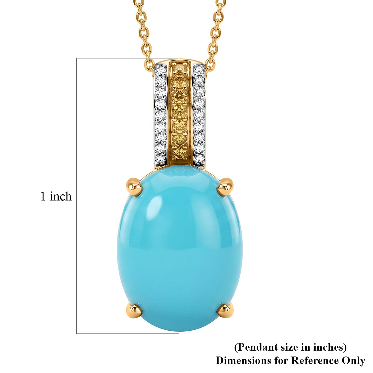 D'Joy Premium Sleeping Beauty Turquoise and Multi Gemstone 7.35 ctw Imperial Blue Pendant Necklace in 18K Vermeil Yellow Gold Over Sterling Silver 20 Inches image number 6