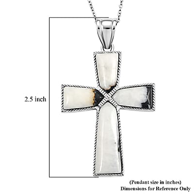 Zebra Jasper 5.75 ctw Taper Cross Pendant in Silvertone with Stainless Steel Necklace 20 Inches