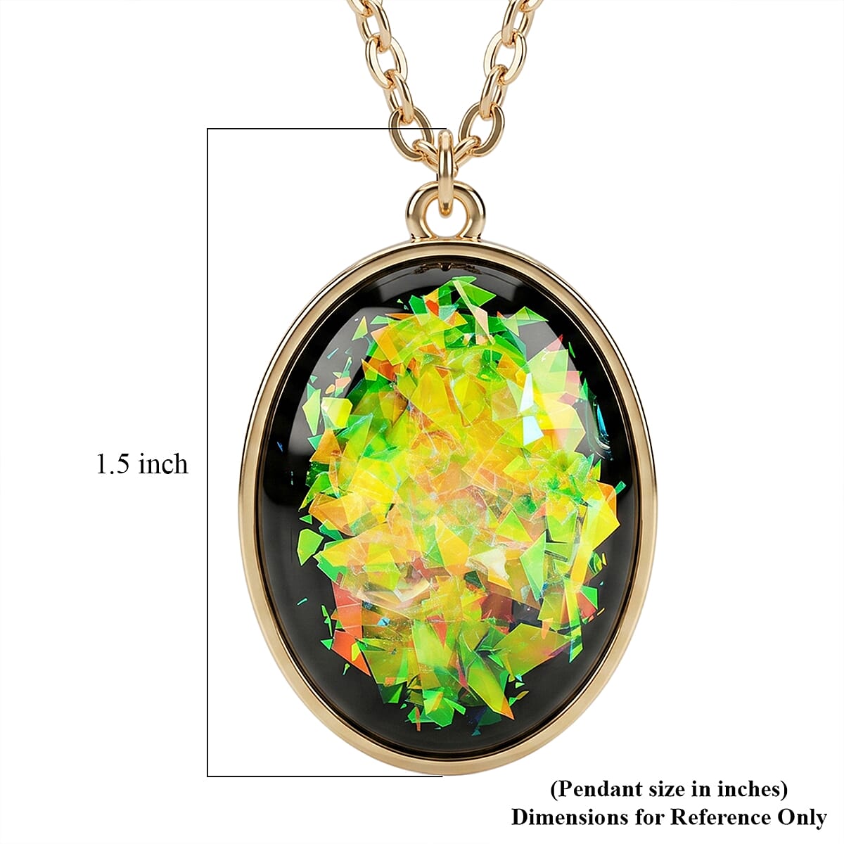 Oval Lab Created Opal 37.85 ctw Pendant in Goldtone with Stainless Steel Necklace 16-18 Inches