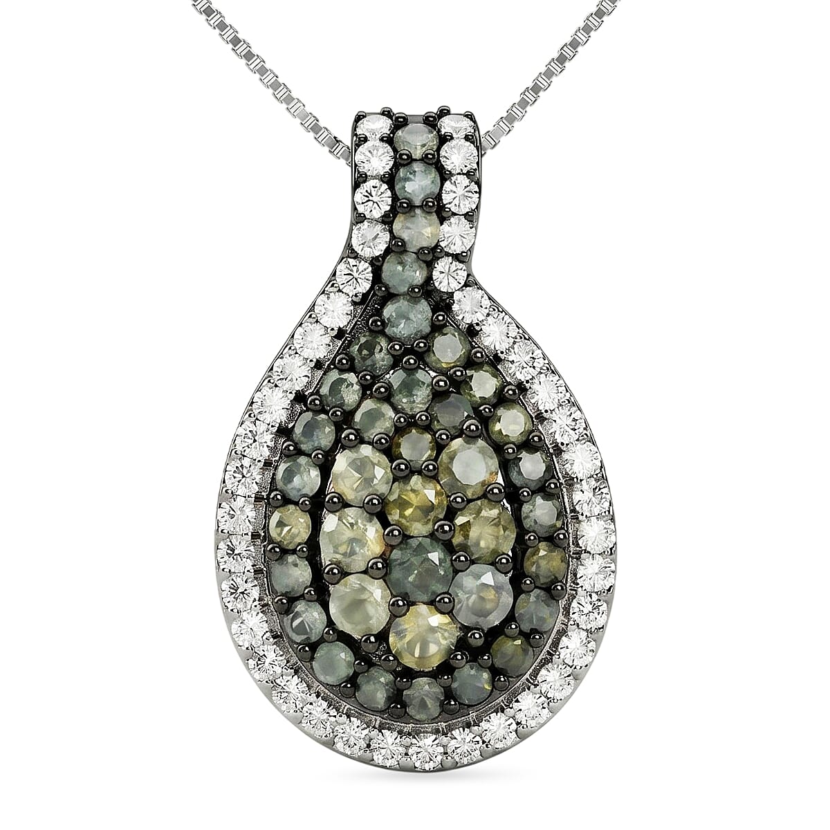 D'Joy Narsipatnam Alexandrite and White Zircon 1.70 ctw Twilight Pendant Necklace in Rhodium Over Sterling Silver 18 Inches