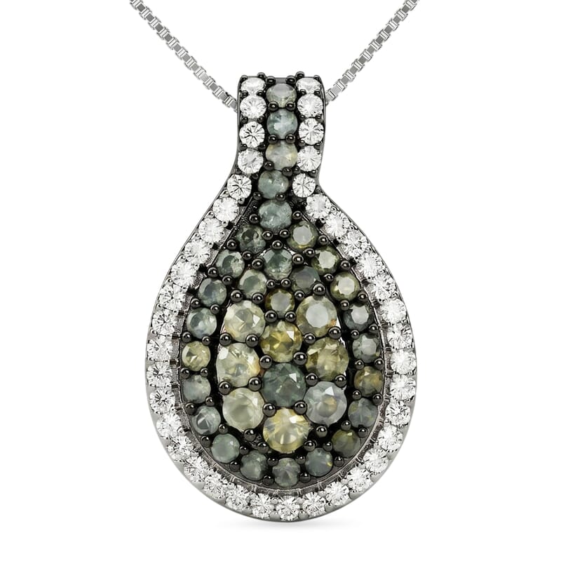 D'Joy Narsipatnam Alexandrite and White Zircon 1.70 ctw Twilight Pendant Necklace in Rhodium Over Sterling Silver 18 Inches