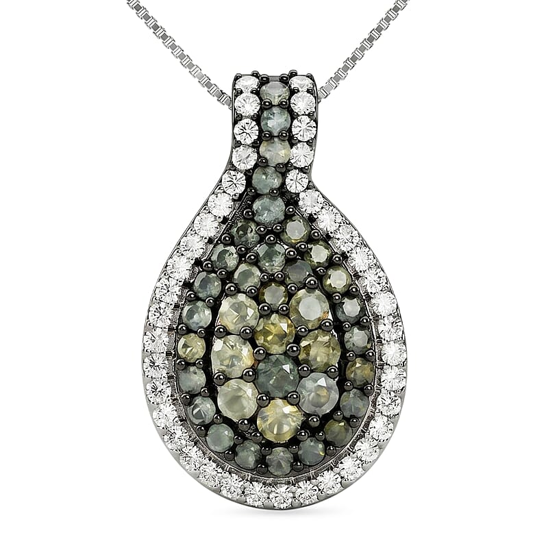 D'Joy Narsipatnam Alexandrite and White Zircon 1.70 ctw Twilight Pendant Necklace in Rhodium Over Sterling Silver 18 Inches