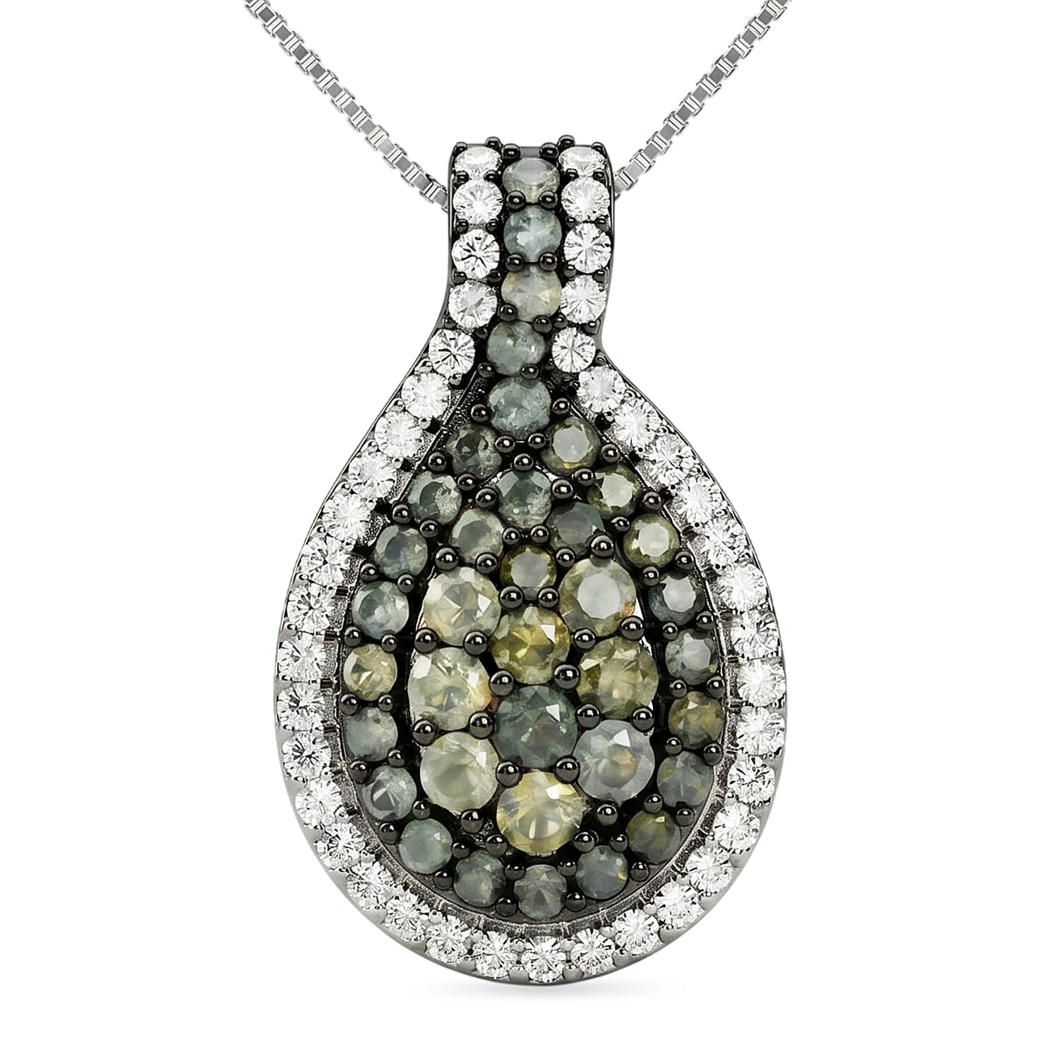 D'Joy Narsipatnam Alexandrite and White Zircon 1.70 ctw Twilight Pendant Necklace in Rhodium Over Sterling Silver 18 Inches
