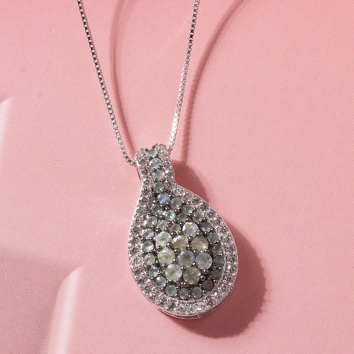 D'Joy Narsipatnam Alexandrite and White Zircon 1.70 ctw Twilight Pendant Necklace in Rhodium Over Sterling Silver 18 Inches