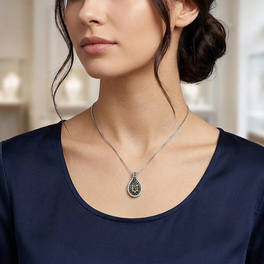 D'Joy Narsipatnam Alexandrite and White Zircon 1.70 ctw Twilight Pendant Necklace in Rhodium Over Sterling Silver 18 Inches