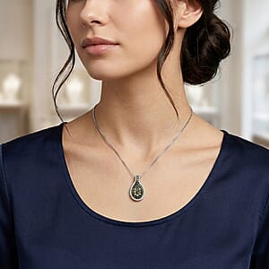 D'Joy Narsipatnam Alexandrite and White Zircon 1.70 ctw Twilight Pendant Necklace in Rhodium Over Sterling Silver 18 Inches