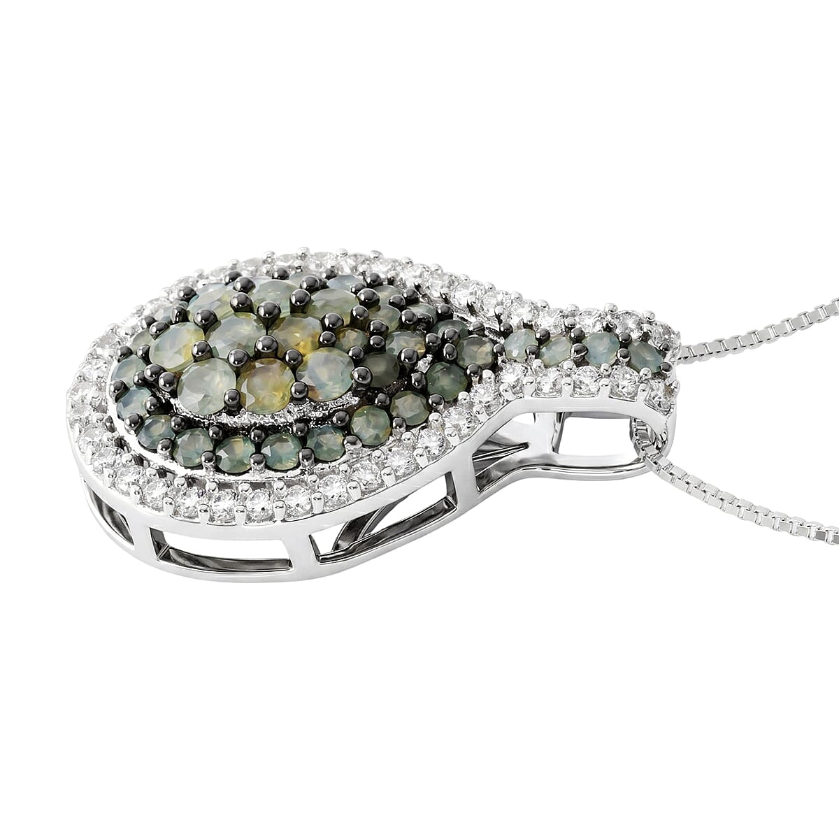 D'Joy Narsipatnam Alexandrite and White Zircon 1.70 ctw Twilight Pendant Necklace in Rhodium Over Sterling Silver 18 Inches