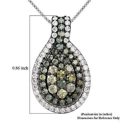 D'Joy Narsipatnam Alexandrite and White Zircon 1.70 ctw Twilight Pendant Necklace in Rhodium Over Sterling Silver 18 Inches