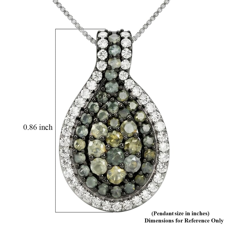 D'Joy Narsipatnam Alexandrite and White Zircon 1.70 ctw Twilight Pendant Necklace in Rhodium Over Sterling Silver 18 Inches