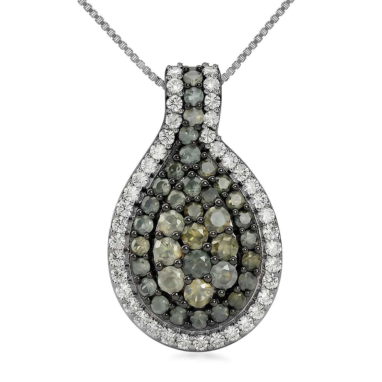 D'Joy Narsipatnam Alexandrite and White Zircon 1.85 ctw Twilight Pendant Necklace in Rhodium Over Sterling Silver 18 Inches