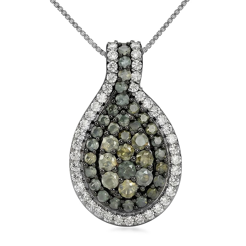 D'Joy Narsipatnam Alexandrite and White Zircon 1.85 ctw Twilight Pendant Necklace in Rhodium Over Sterling Silver 18 Inches