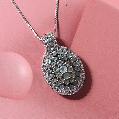 D'Joy Narsipatnam Alexandrite and White Zircon 1.85 ctw Twilight Pendant Necklace in Rhodium Over Sterling Silver 18 Inches