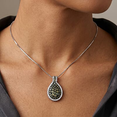 D'Joy Narsipatnam Alexandrite and White Zircon 1.85 ctw Twilight Pendant Necklace in Rhodium Over Sterling Silver 18 Inches
