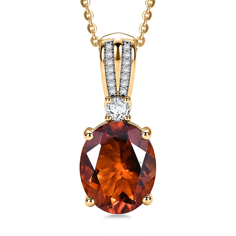 D'Joy AAA Santa Ana Madeira Citrine and Moissanite 3.50 ctw Infinity Bloom Pendant Necklace in 18K Vermeil Yellow Gold Over Sterling Silver 20 Inches