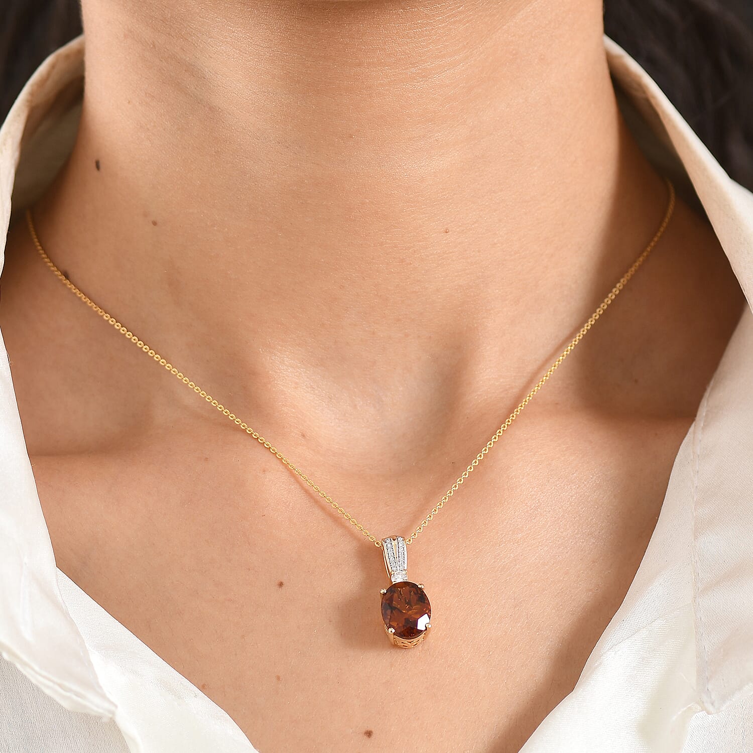 D'Joy AAA Santa Ana Madeira Citrine and Moissanite 3.50 ctw Infinity Bloom Pendant Necklace in 18K Vermeil Yellow Gold Over Sterling Silver 20 Inches