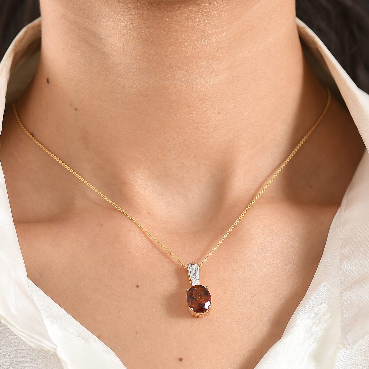 D'Joy AAA Santa Ana Madeira Citrine and Moissanite 3.50 ctw Infinity Bloom Pendant Necklace in 18K Vermeil Yellow Gold Over Sterling Silver 20 Inches image number 2