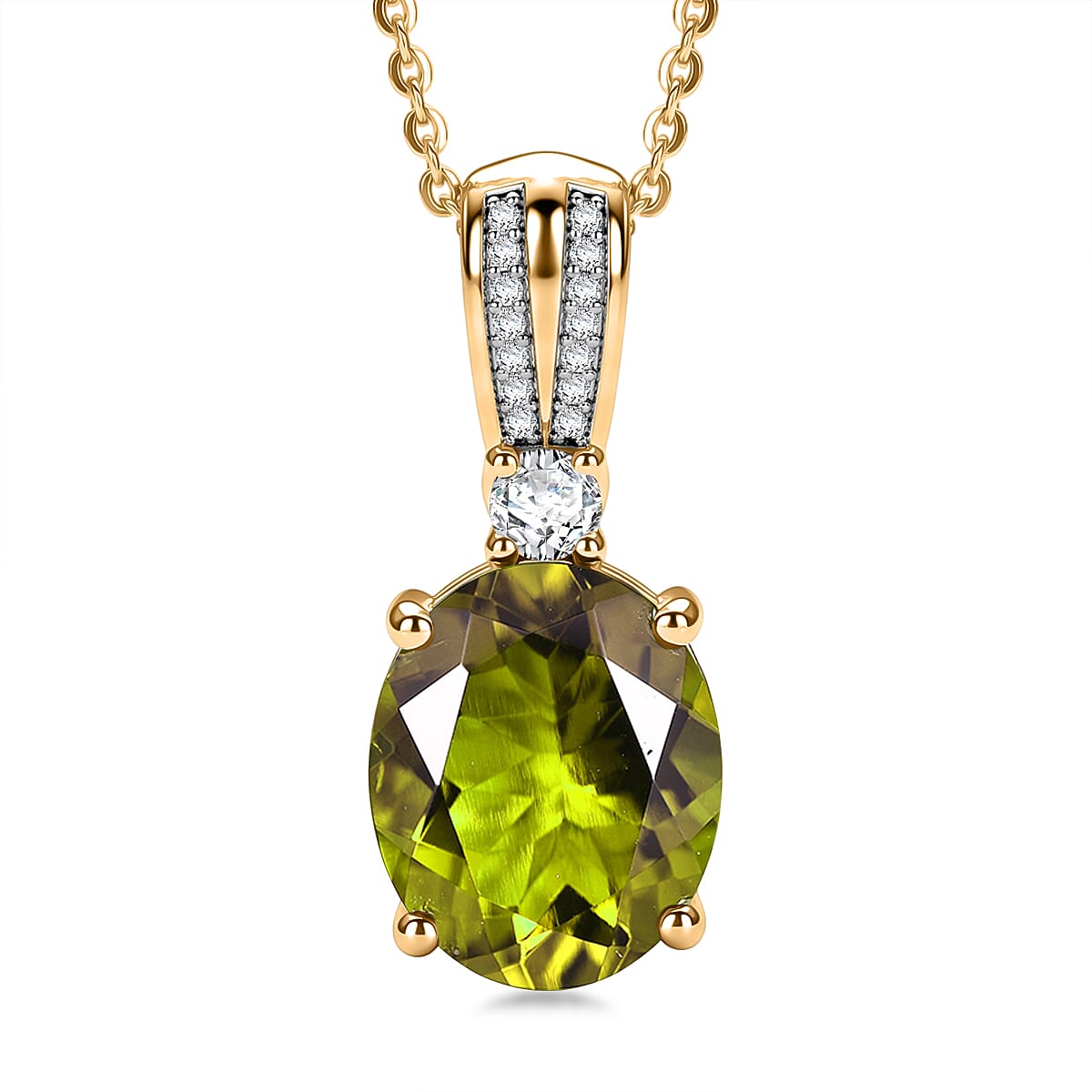 D'Joy AAA Santa Ana Madeira Citrine, Moissanite Pendant Necklace (20 Inches) in 18K Vermeil YG Over Sterling Silver 3.50 ctw