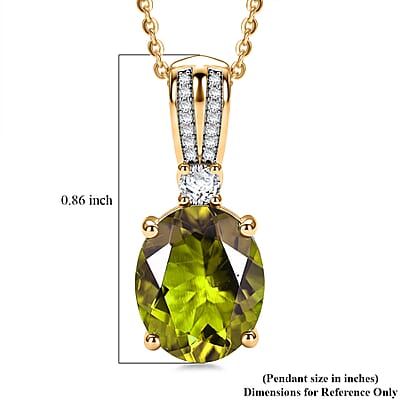 D'Joy AAA Hebei Peridot and Moissanite 3.80 ctw Infinity Bloom Pendant Necklace in 18K Vermeil Yellow Gold Over Sterling Silver 20 Inches