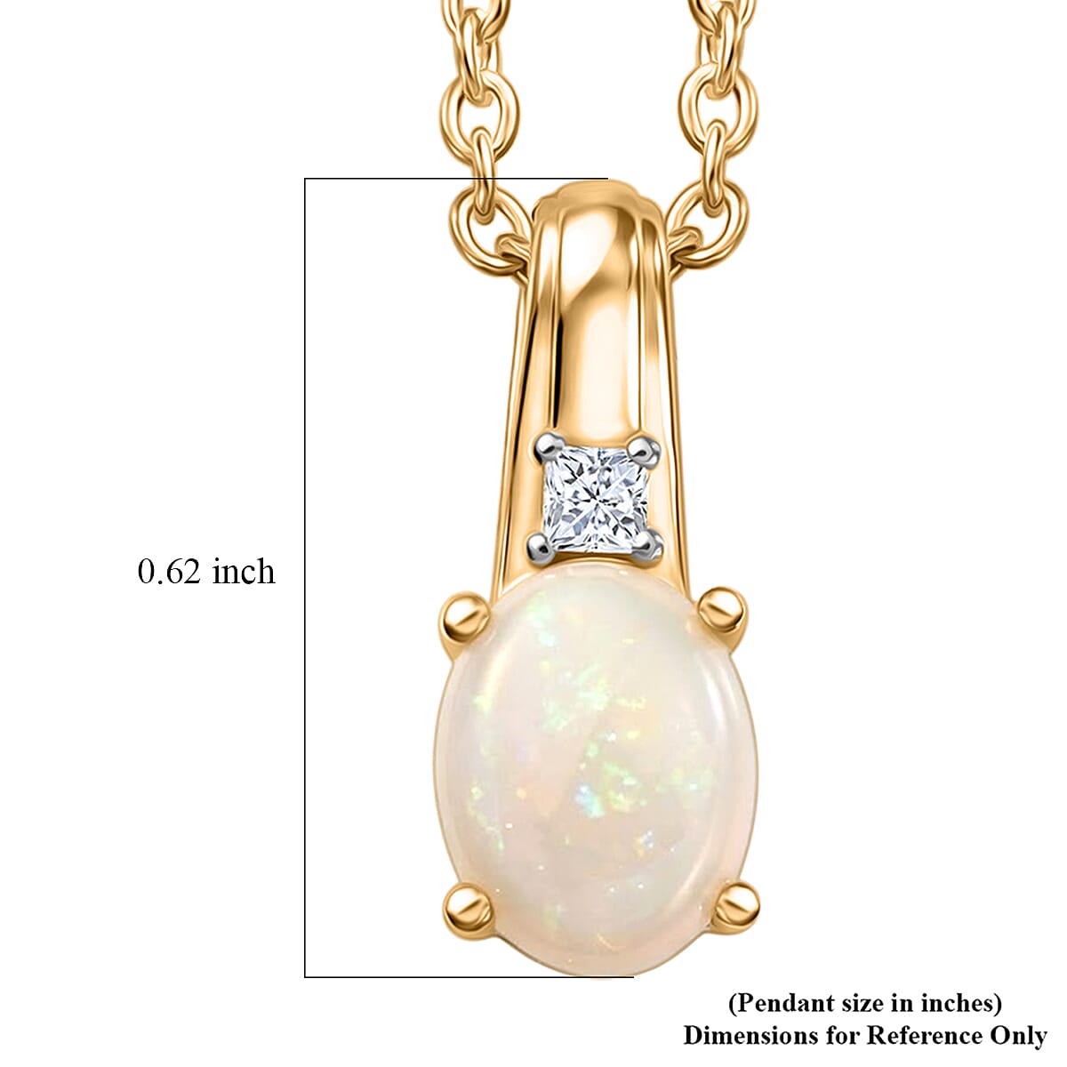 D'Joy Natural Australian Opal and Moissanite 0.80 ctw Pendant in 14K YG Over Sterling Silver with ION Plated YG Stainless Steel Necklace (20 Inches) image number 5