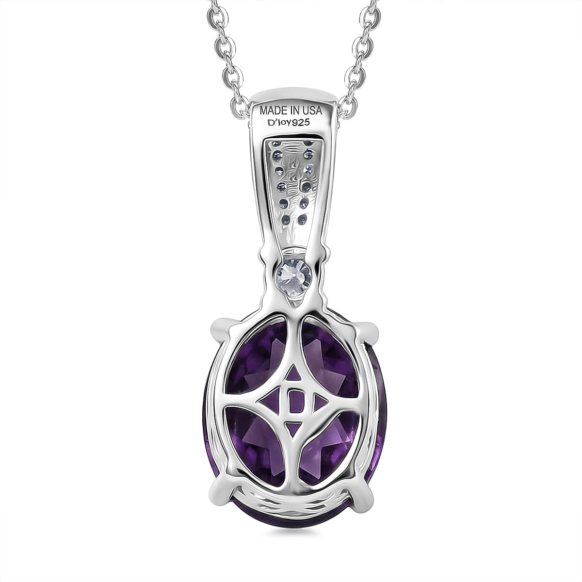 D'Joy AAA Zambian Amethyst and Moissanite 3.35 ctw Infinity Bloom Pendant Necklace in Rhodium Over Sterling Silver 20 Inches image number 4