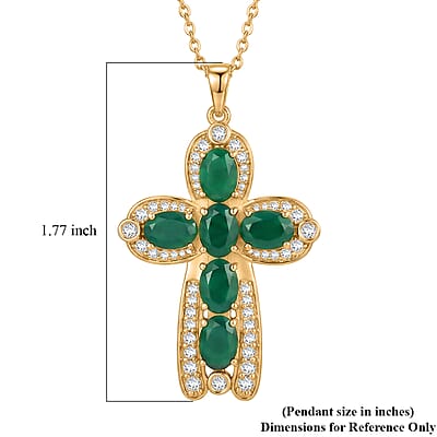 EverTrue Verde Onyx and White Zircon 5.35 ctw Canopy Bloom Pendant in 18K YG Plated with ION Plated YG Stainless Steel Necklace 20 Inches