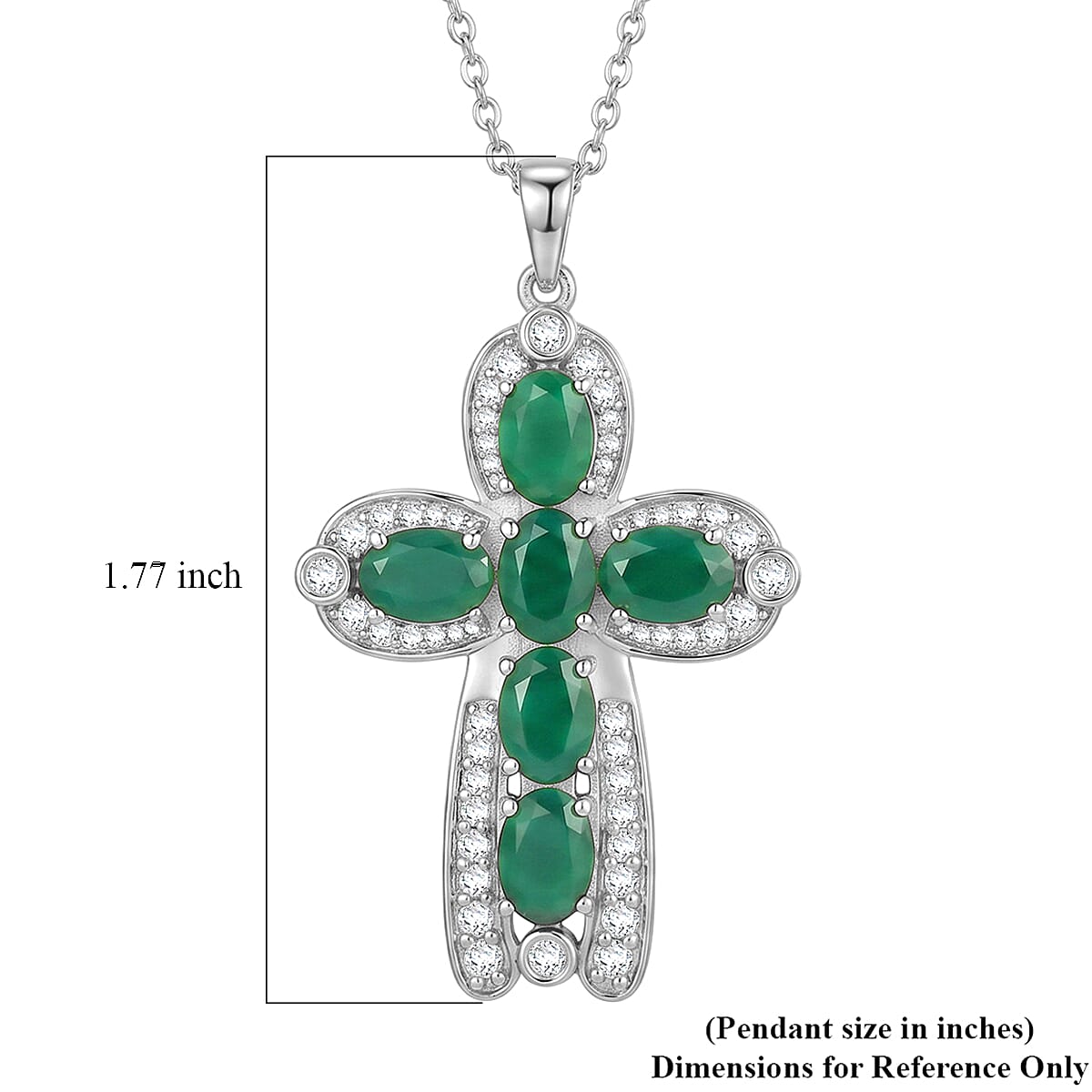 EverTrue Verde Onyx and White Zircon 5.35 ctw Canopy Bloom Pendant in Platinum Bond with Stainless Steel Necklace 20 Inches image number 5