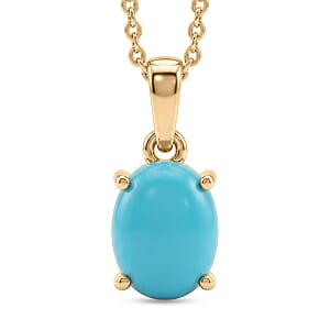 10K Yellow Gold Premium Sleeping Beauty Turquoise 1.10 ctw Pendant with 18K Vermeil YG Over Sterling Silver Necklace (20 Inches)