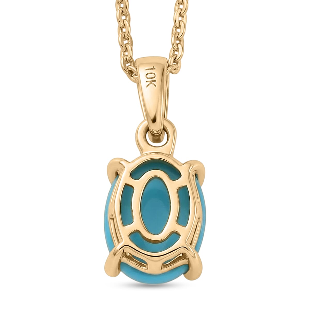 10K Yellow Gold Premium Sleeping Beauty Turquoise 1.10 ctw Pendant with 18K Vermeil YG Over Sterling Silver Necklace (20 Inches) image number 4