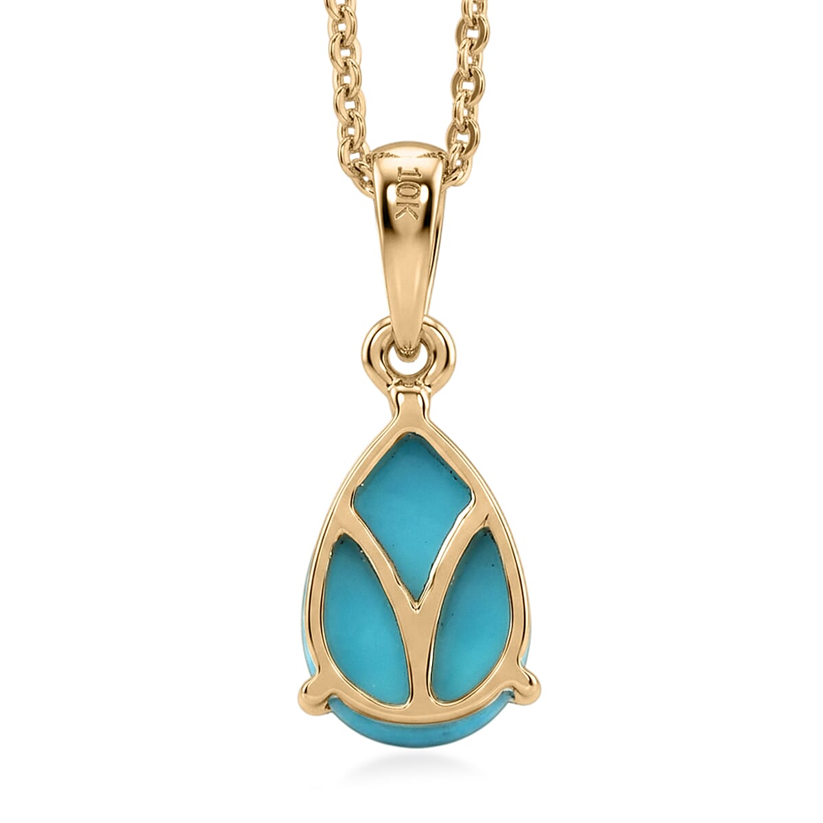 10K Yellow Gold Premium Sleeping Beauty Turquoise 1.00 ctw Pendant with 18K Vermeil YG Over Sterling Silver Necklace (20 Inches)