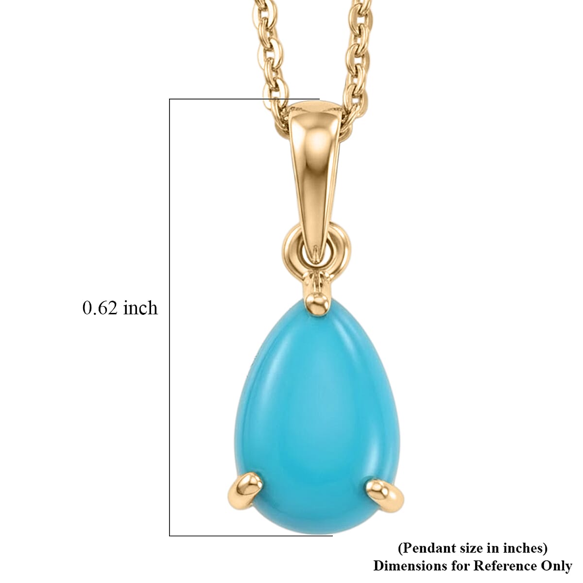 10K Yellow Gold Premium Sleeping Beauty Turquoise 1.00 ctw Pendant with 18K Vermeil YG Over Sterling Silver Necklace (20 Inches)