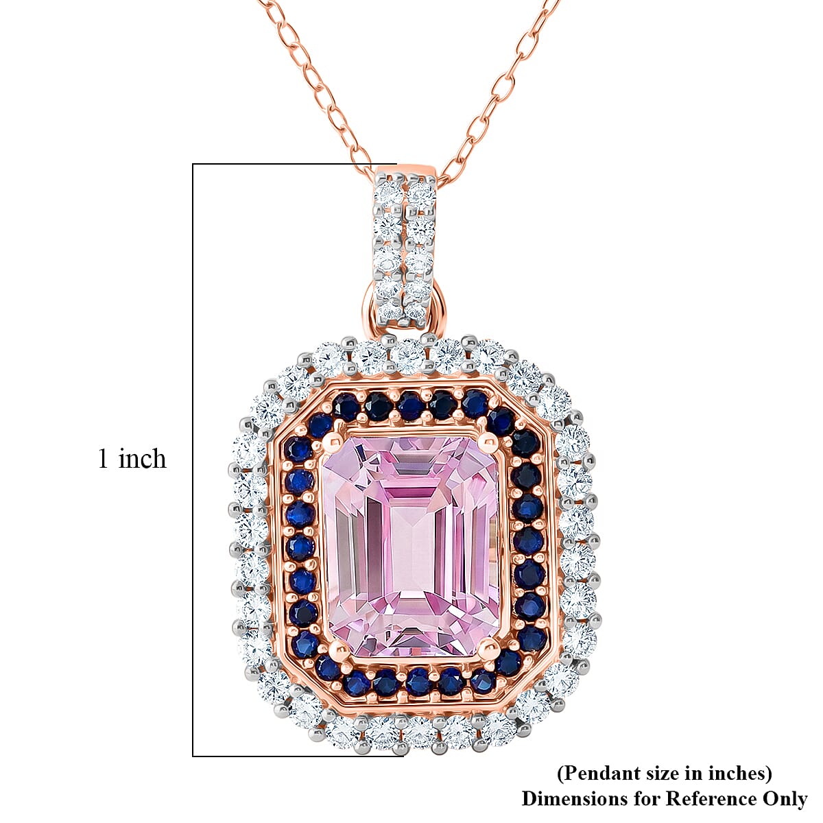 D'Joy Premium Martha Rocha Kunzite and Multi Gemstone 3.90 ctw Blush Mosaic Halo Pendant Necklace in 18K Vermeil Rose Gold Over Sterling Silver 20 Inches